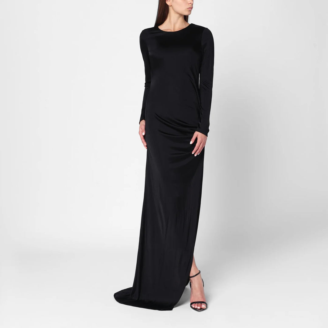Giuseppe di Morabito - Long black dress with brooch detail