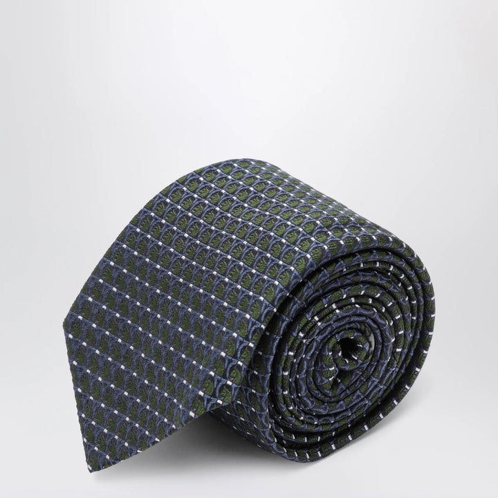 Ferragamo - Dark green printed silk tie