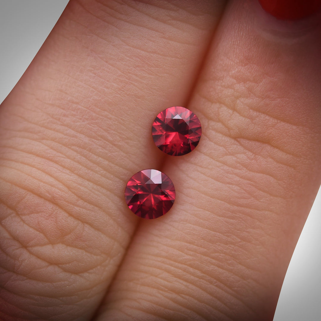 1.01 Carat Red MOZAMBIQUE Round Rubies Pair