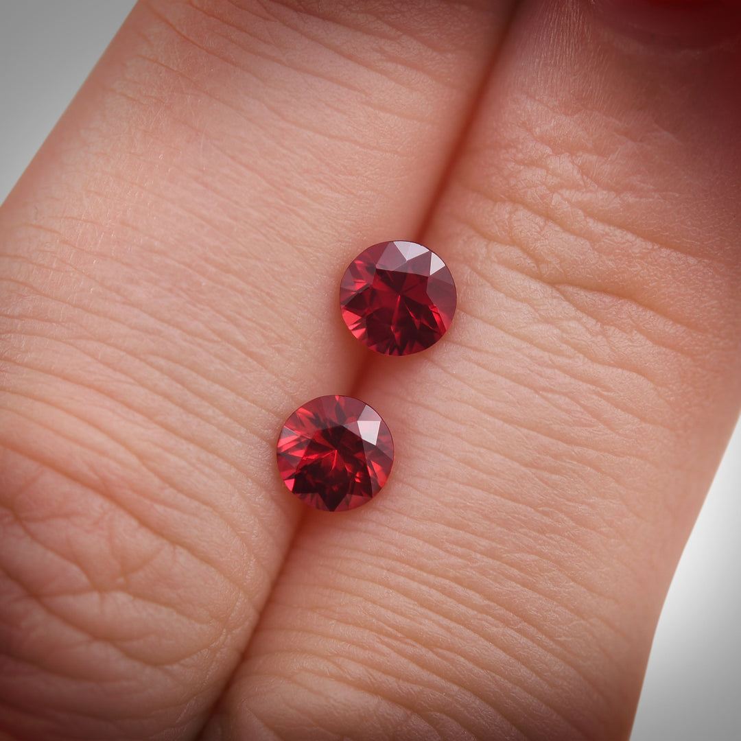 1.10 Carat Red MOZAMBIQUE Round Rubies Pair