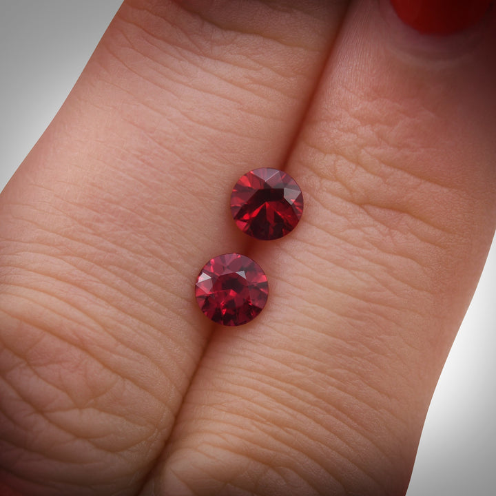 1.12 Carat Red MOZAMBIQUE Round Rubies Pair