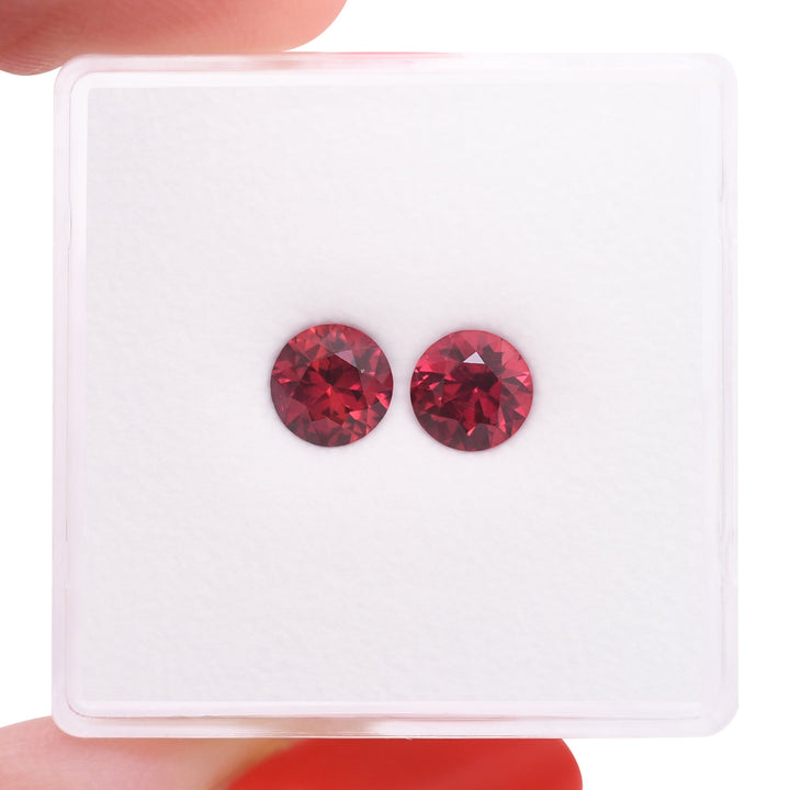 1.20 Carat Red MOZAMBIQUE Round Rubies Pair