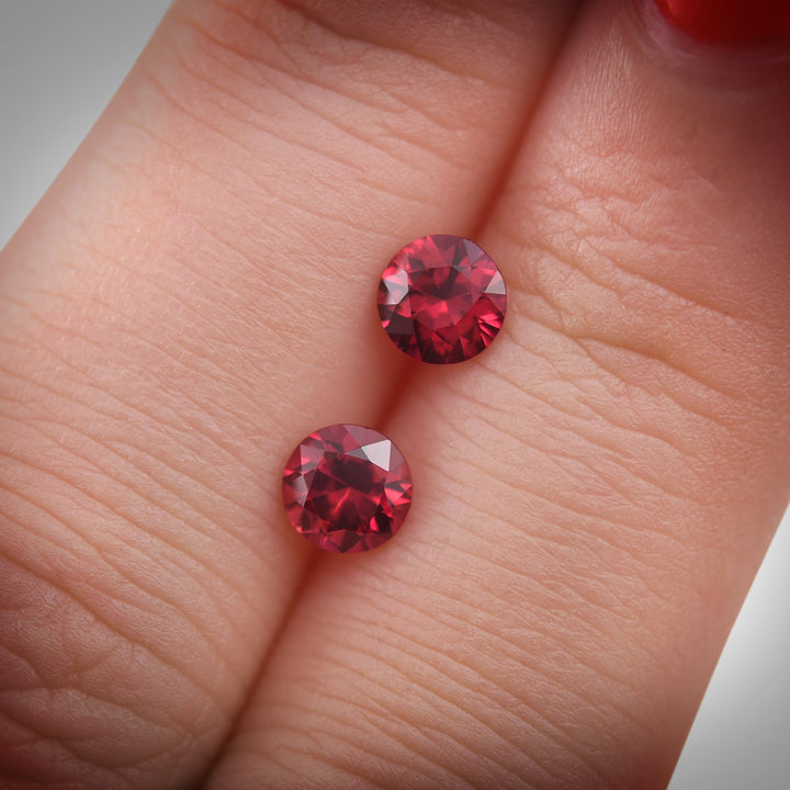 1.21 Carat Red MOZAMBIQUE Round Rubies Pair