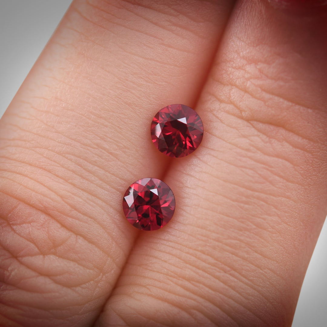 1.30 Carat Red MOZAMBIQUE Round Rubies Pair