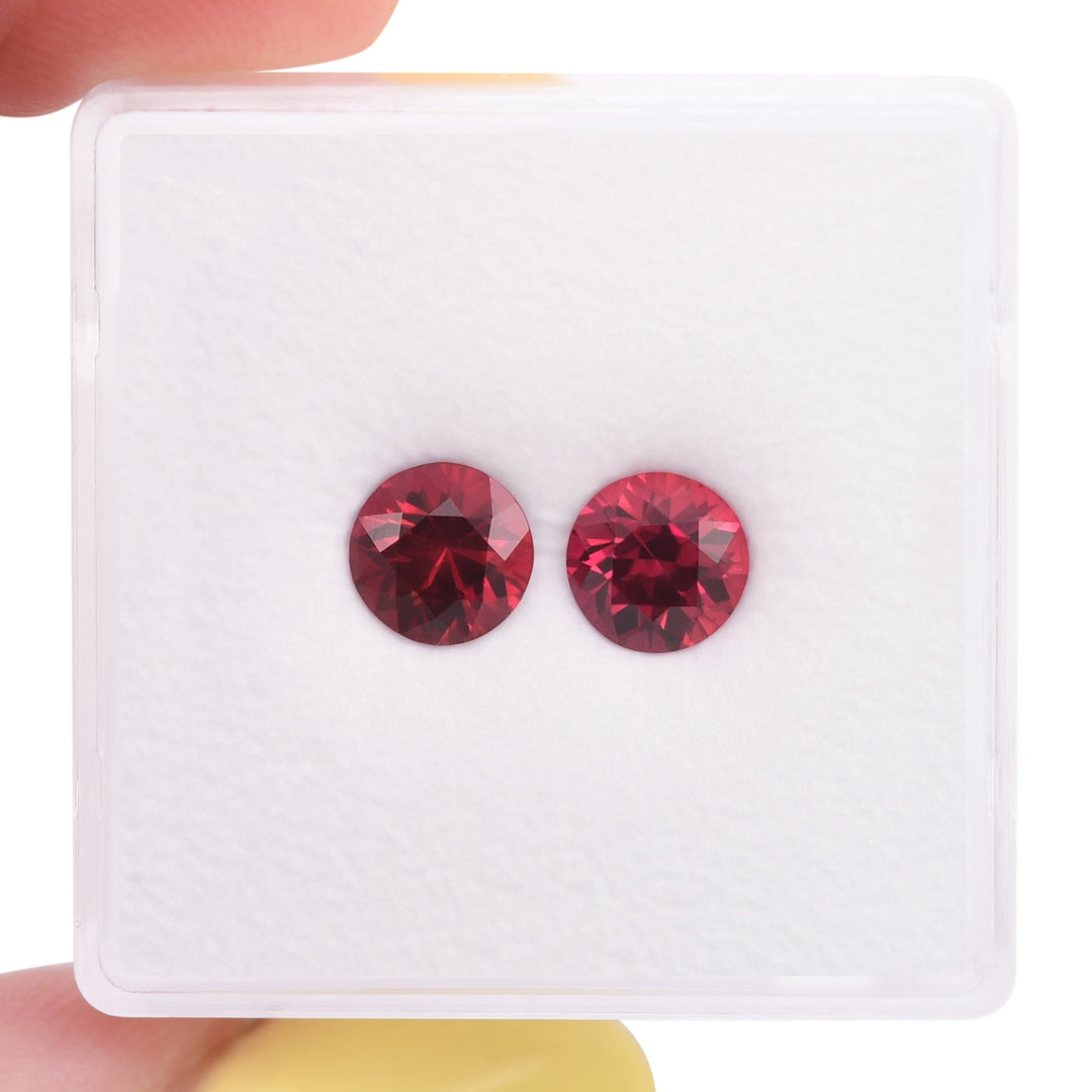 1.58 Carat Red MOZAMBIQUE Round Rubies Pair