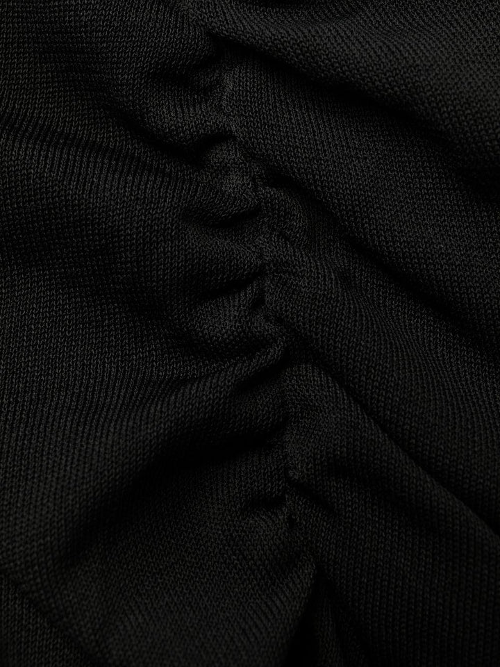 Saint Laurent Black One-Sleeve Draped Long Dress