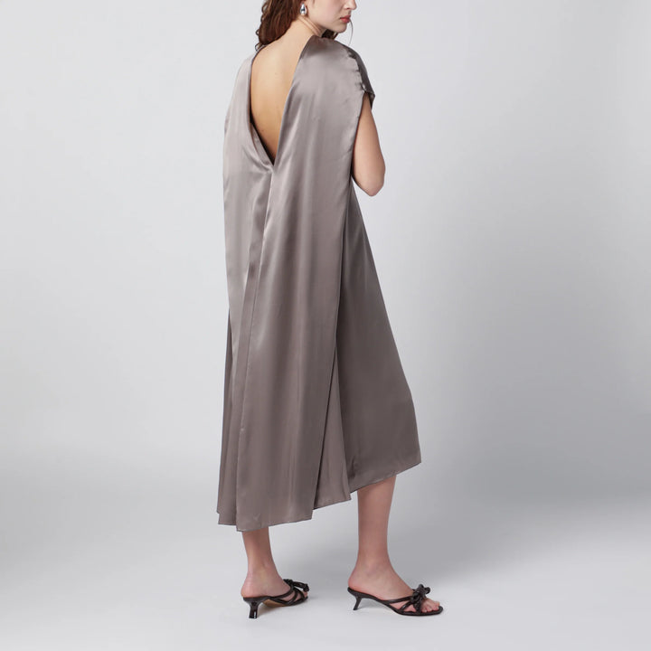 Dries Van Noten - Taupe silk satin midi dress