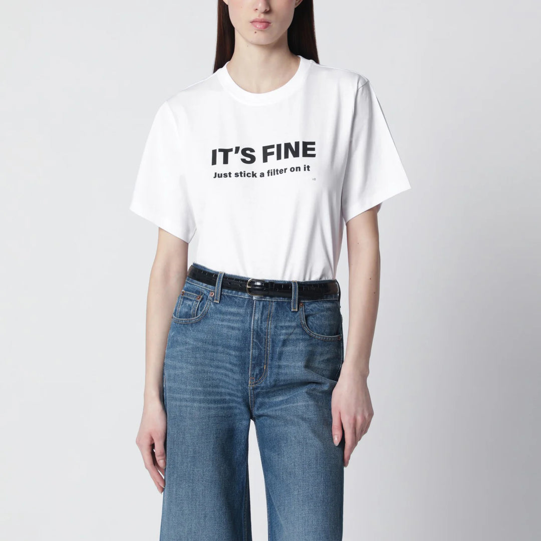 Victoria Beckham - White cotton “It’s Fine” T-shirt