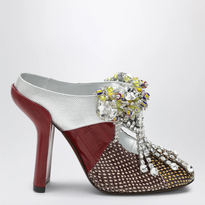 Dries Van Noten - Patchwork leather mules with decoration