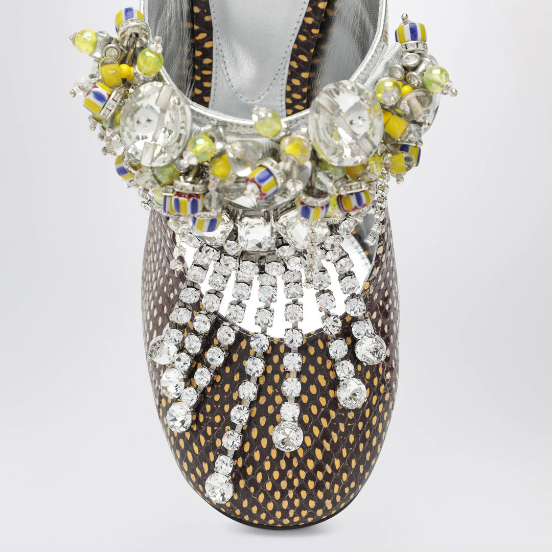 Dries Van Noten - Patchwork leather mules with decoration