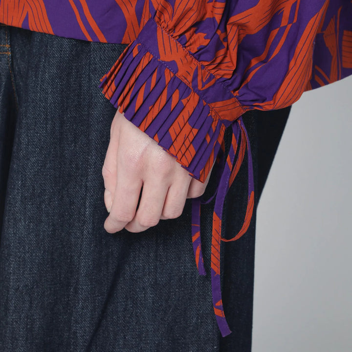 Dries Van Noten - Loose shirt with ruffle details and Crushed Stripe print