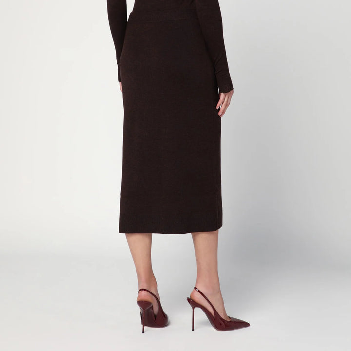 Victoria Beckham - Brown midi skirt in wool blend