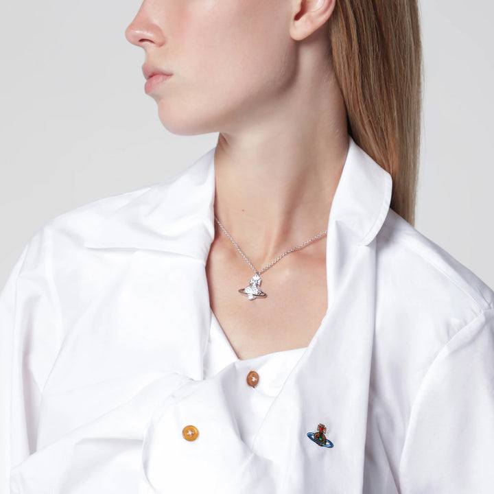 Vivienne Westwood - Drunken cotton poplin shirt with Orb embroidery, white