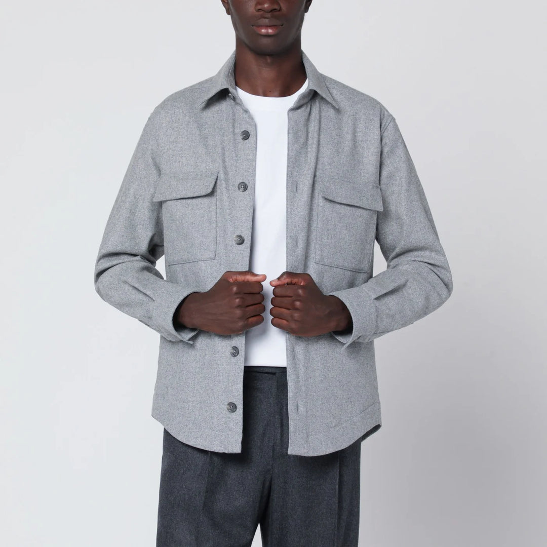 XACUS - Gray overshirt jacket in wool blend