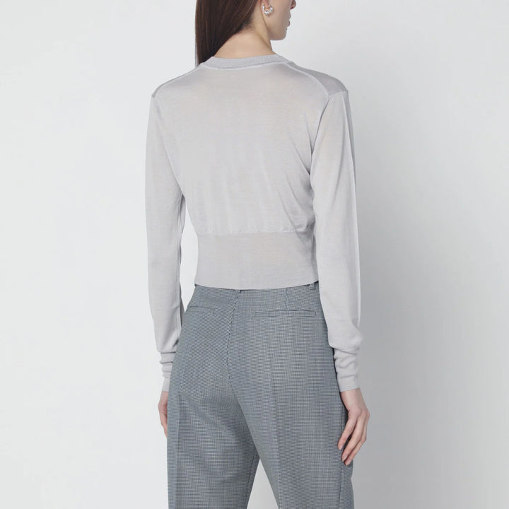 Vivienne Westwood - Light grey cropped wool and silk cardigan