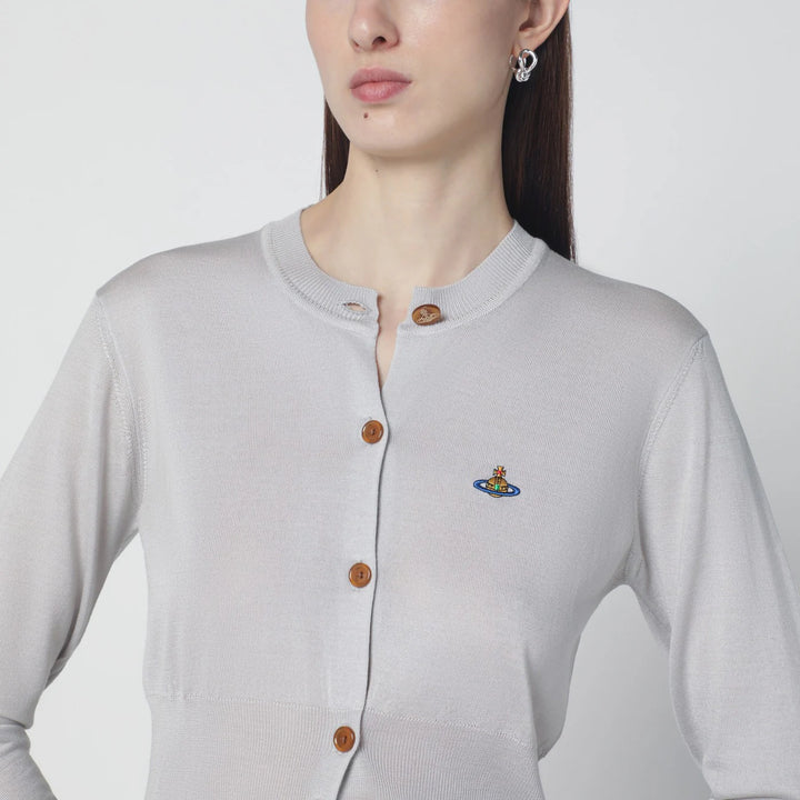 Vivienne Westwood - Light grey cropped wool and silk cardigan