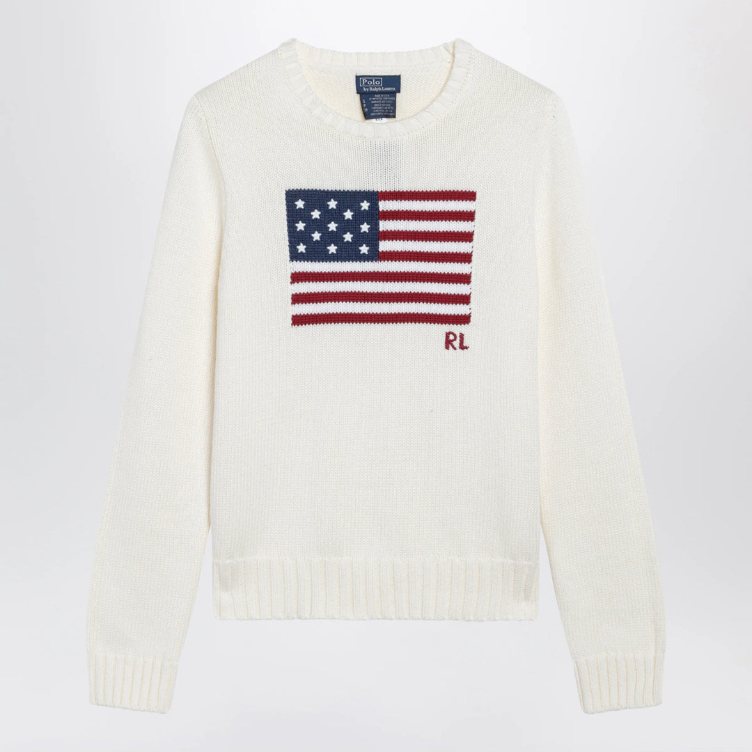 Polo Ralph Lauren - Tommy Hilfiger cream sweater with flag motif