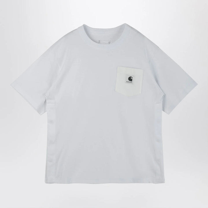 Sacai x Carhartt WIP - White cotton T-shirt with logo patch
