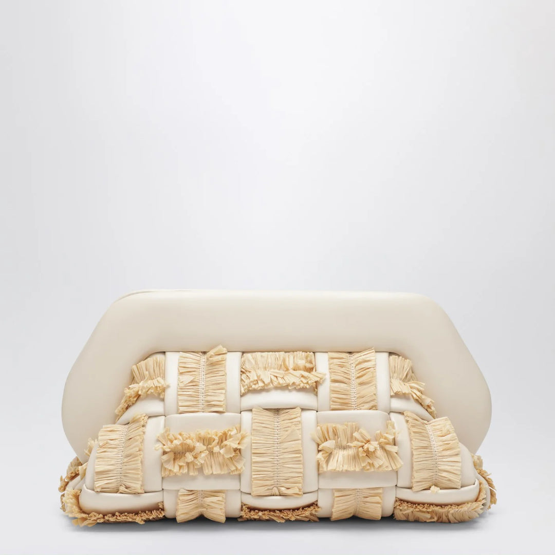 THEMOIRè - Tia clutch in butter color with raffia inserts