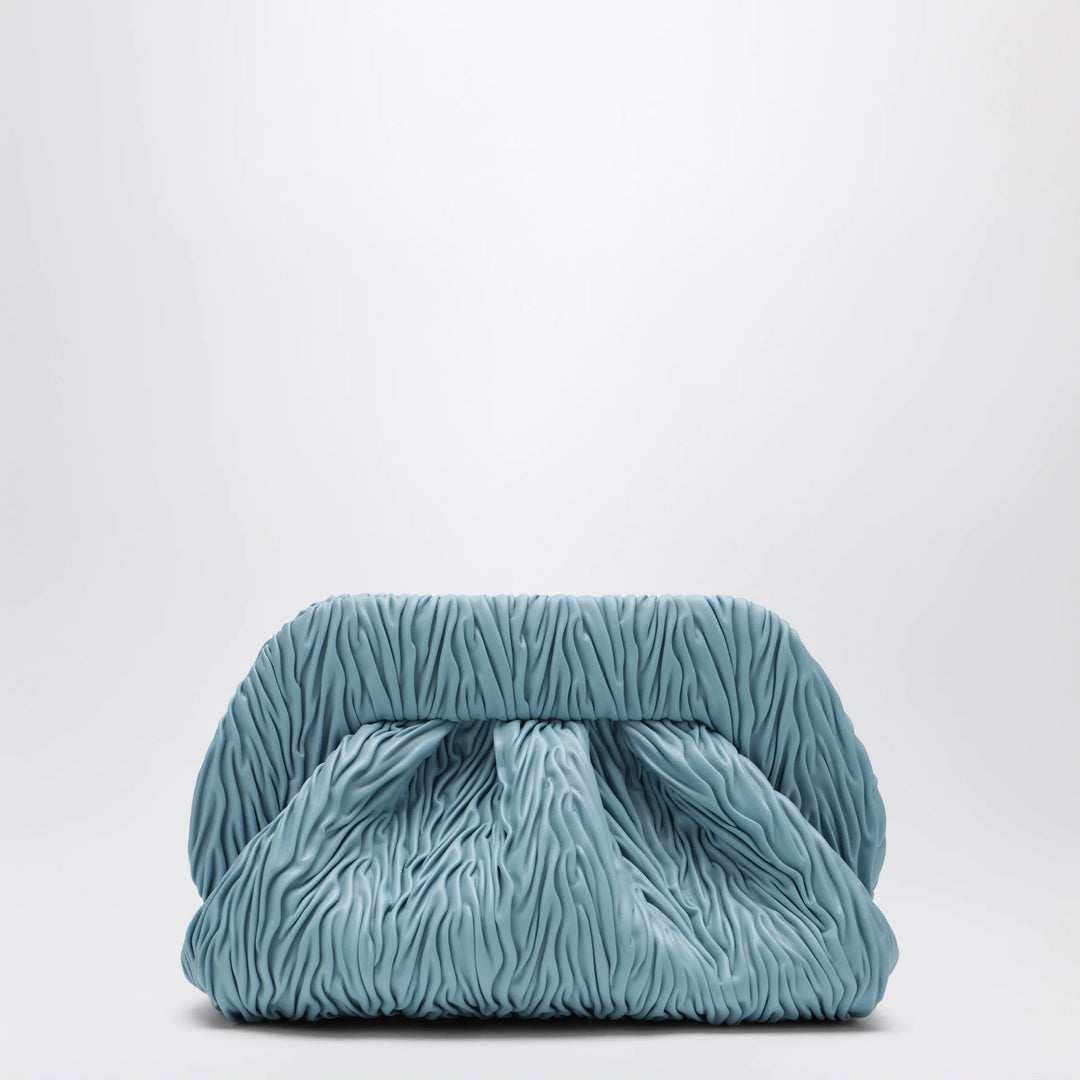 THEMOIRè - Blue ruched vegan leather Bios clutch