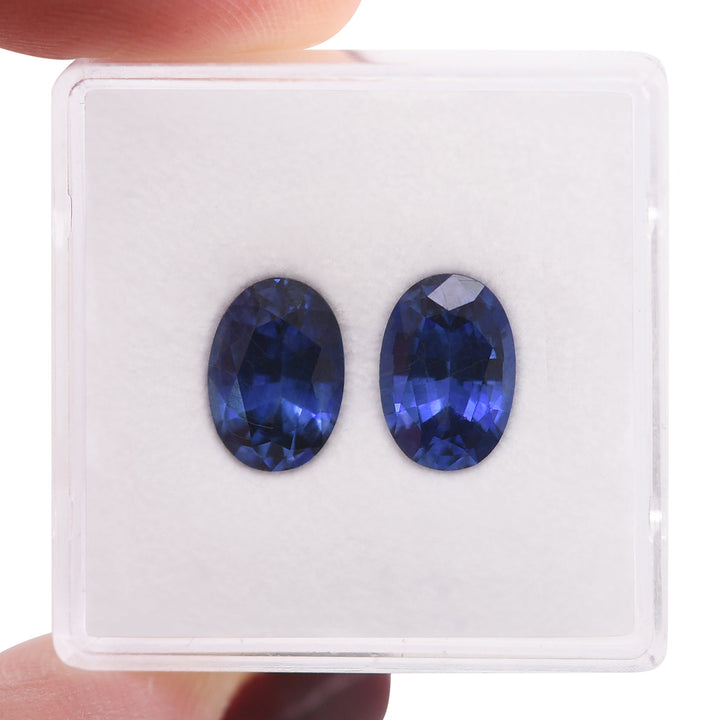 3.70 Carat Blue SRI LANKA Oval Sapphires Pair