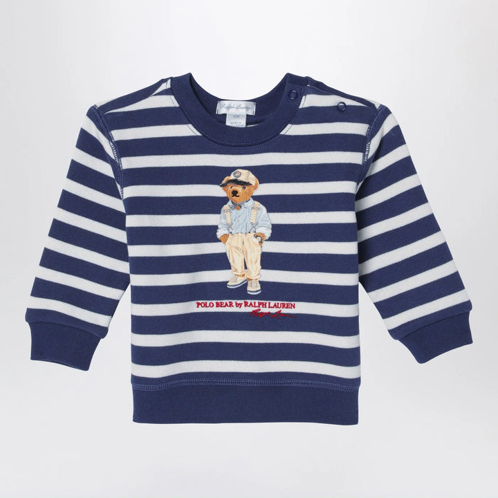 Polo Ralph Lauren - White/navy blue striped sweatshirt with print