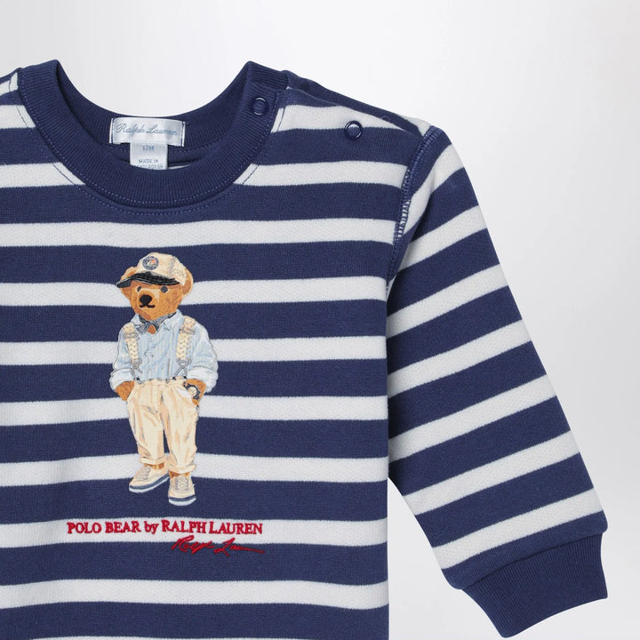 Polo Ralph Lauren - White/navy blue striped sweatshirt with print