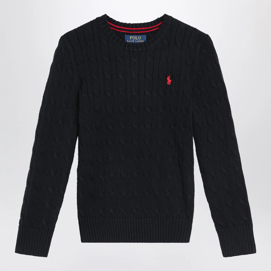 Polo Ralph Lauren - Black cable-knit crewneck sweater