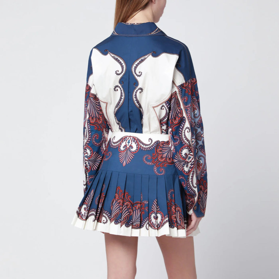 FARM Rio - Deep blue and sand shirt with arabesque print