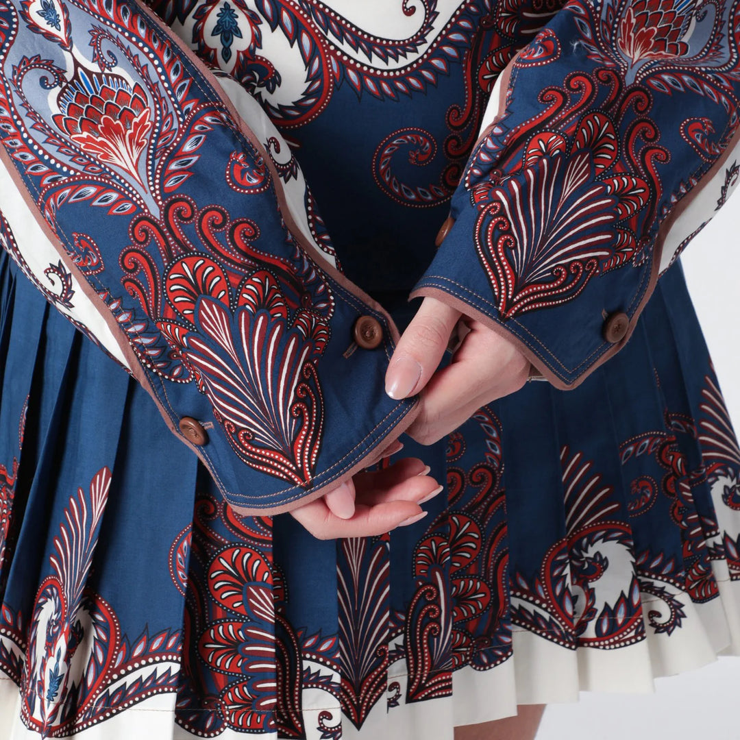 FARM Rio - Deep blue and sand shirt with arabesque print