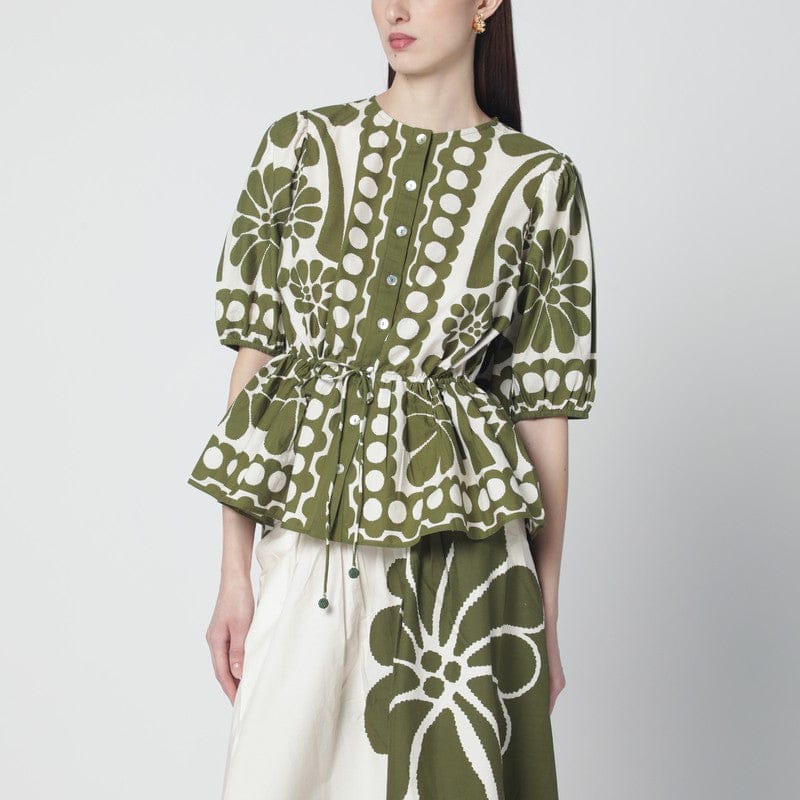 Shirts & Tops FARM Rio - Palermo blouse with green print - L Brand