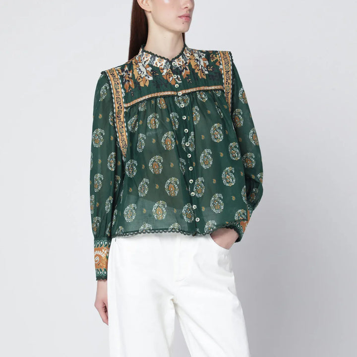 FARM Rio - Tayla green cotton blouse Brand Shirts &amp; Tops XS