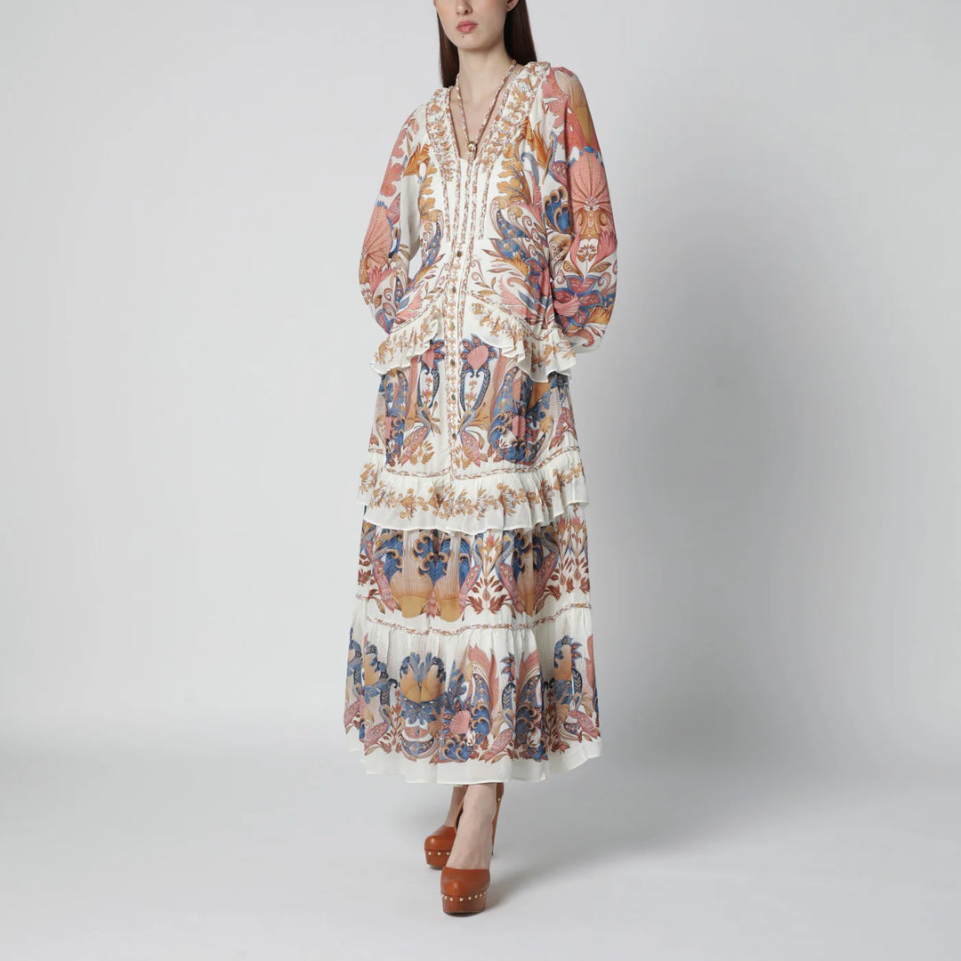 FARM Rio - White Sea Garden dress with tiered ruffles