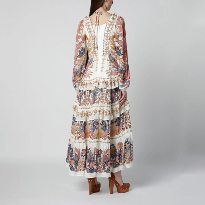 FARM Rio - White Sea Garden dress with tiered ruffles