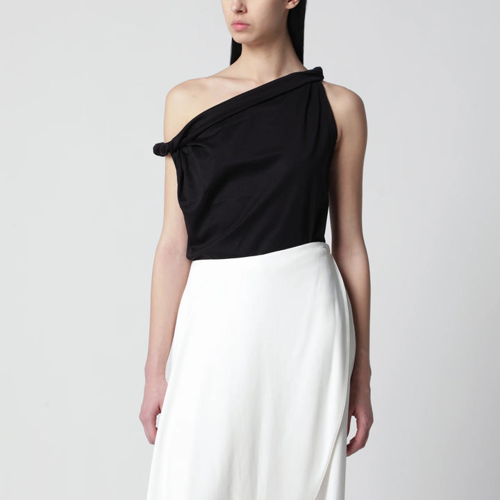 Róhe - Black asymmetrical top in cotton and silk blend