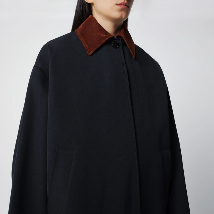 Róhe - Navy Cotton and Wool-Blend Coat