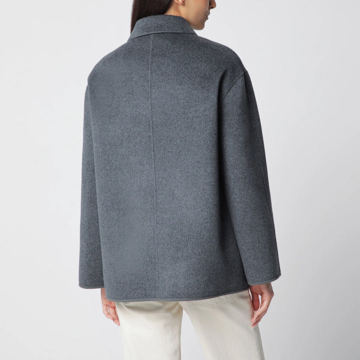Róhe - Dark Grey Mélange Double-Faced Wool Jacket with Pankou Closure
