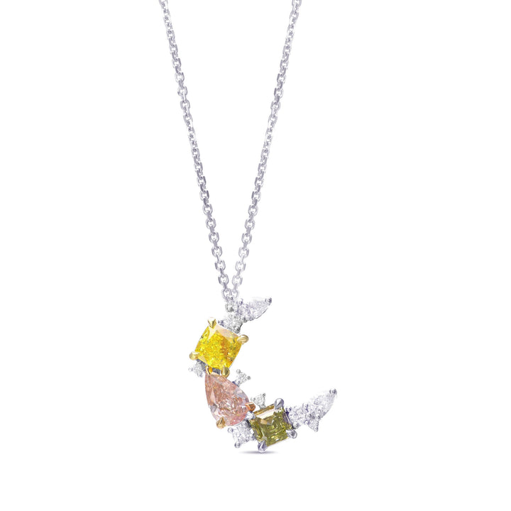 Multicolor Diamond Half Moon Couture Pendant