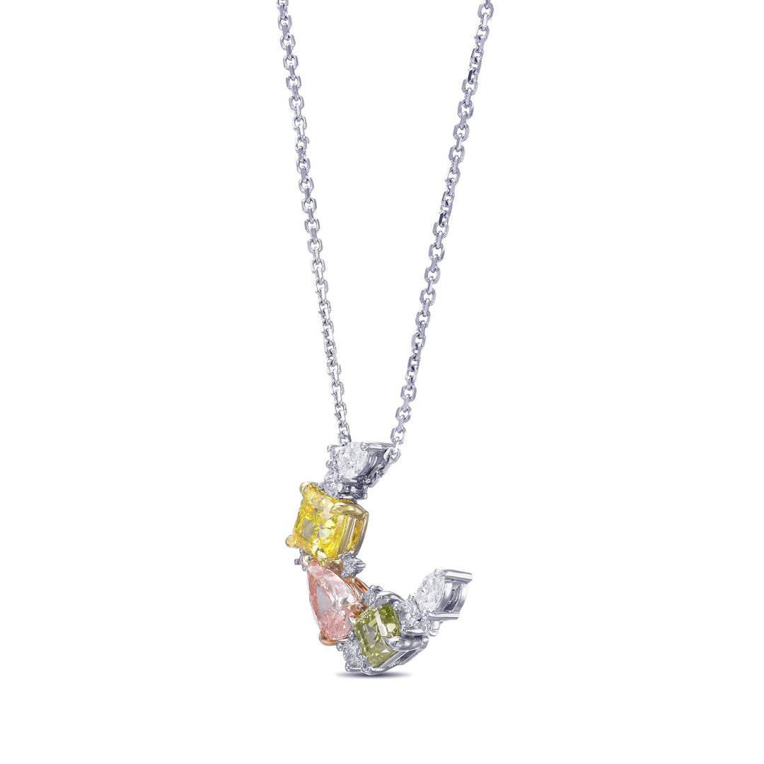 Multicolor Diamond Half Moon Couture Pendant