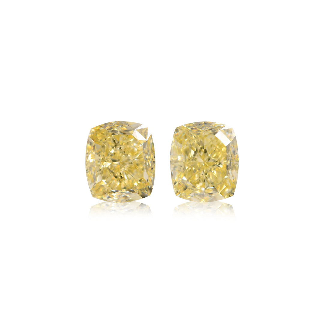 2.48 Carat Fancy Light Yellow Cushion Diamonds VS2