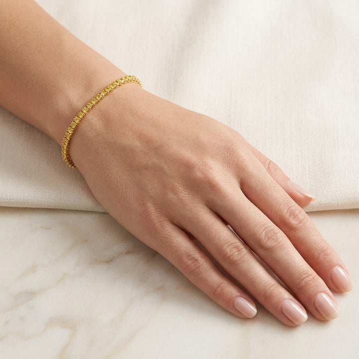 Leibish 2.88Ct Fancy Vivid Orange Yellow Round Brillant Tennis Bracelet