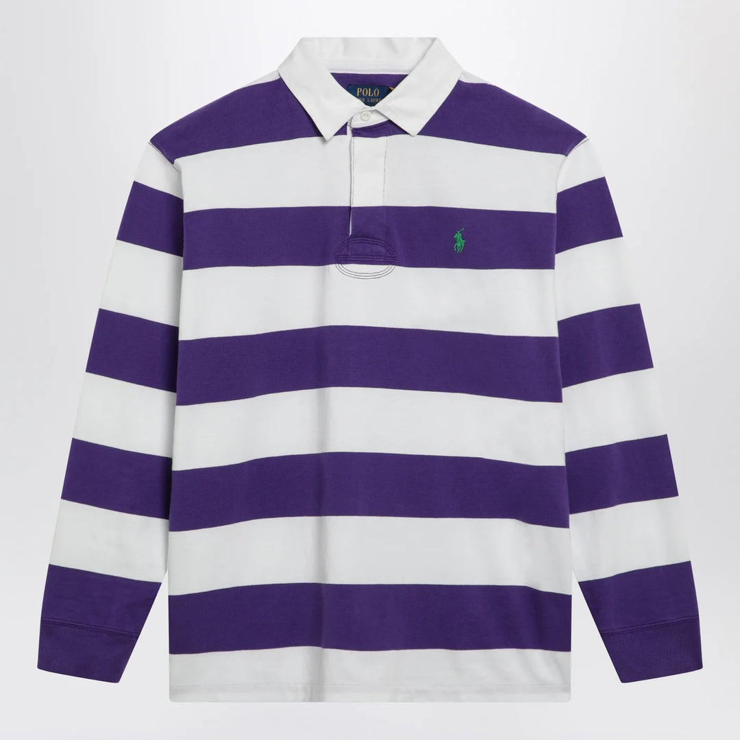 Polo Ralph Lauren - White/purple striped Classic Fit polo shirt