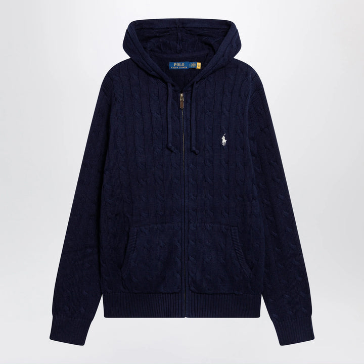 Polo Ralph Lauren - Navy blue cotton cable-knit zip-up cardigan