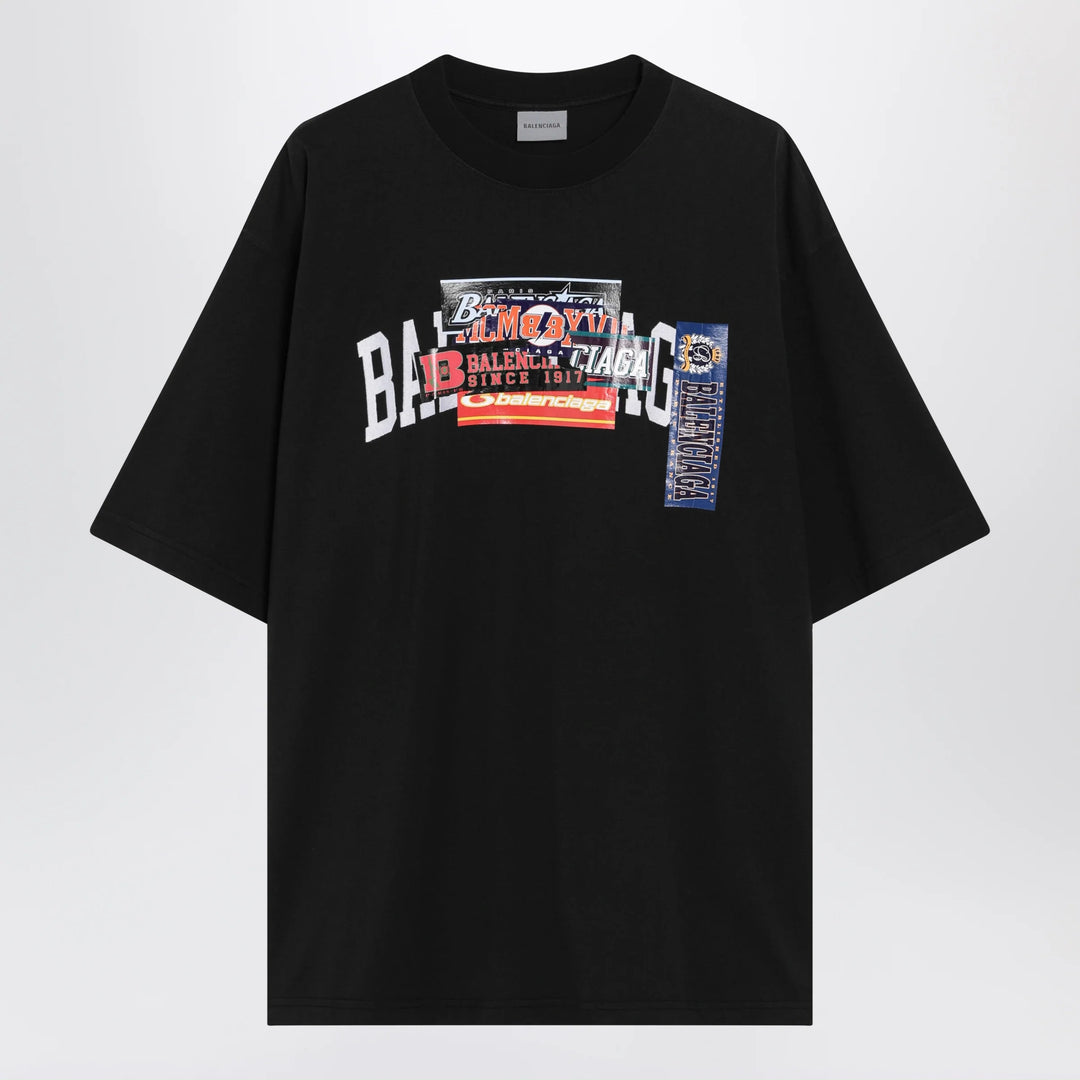 Balenciaga - Bumper Stickers medium-fit cotton T-shirt in black