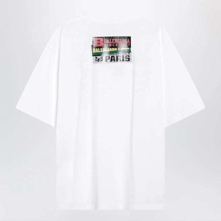 Balenciaga - Bumper Stickers medium-fit cotton T-shirt in white