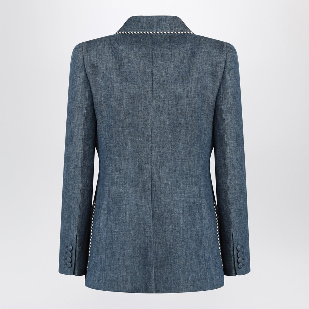 Valentino Double-breasted blue jacket in chambray denim