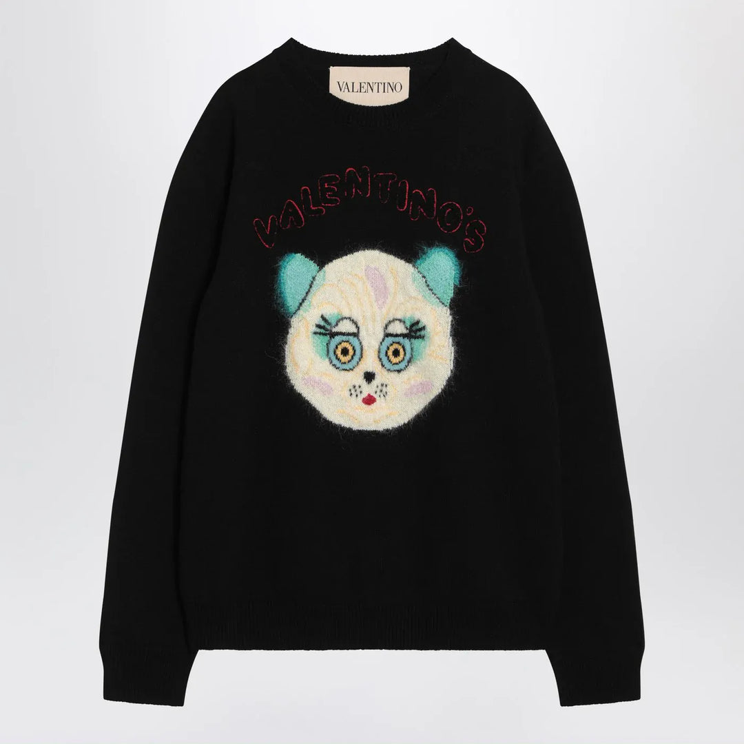 Valentino - Black sweater with Le Chat de la Maison patch Brand Shirts &amp; Tops L