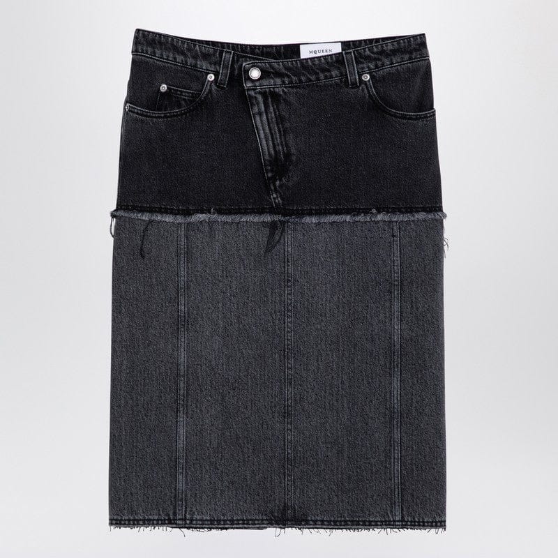 Skirts Alexander McQueen - Two-tone black denim skirt - 44 IT Brand