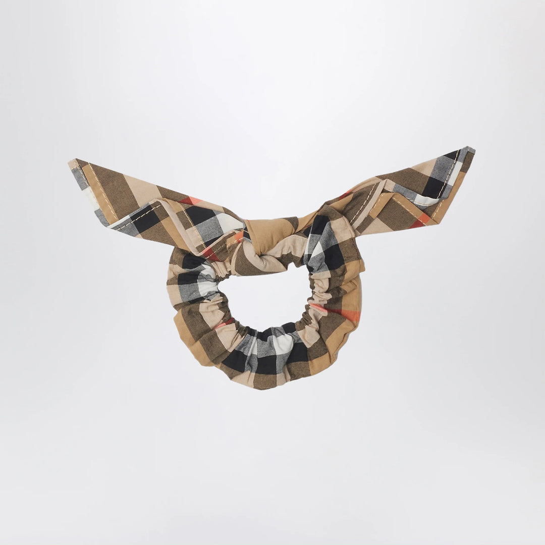 Burberry - Beige Check Pattern Cotton Scrunchies