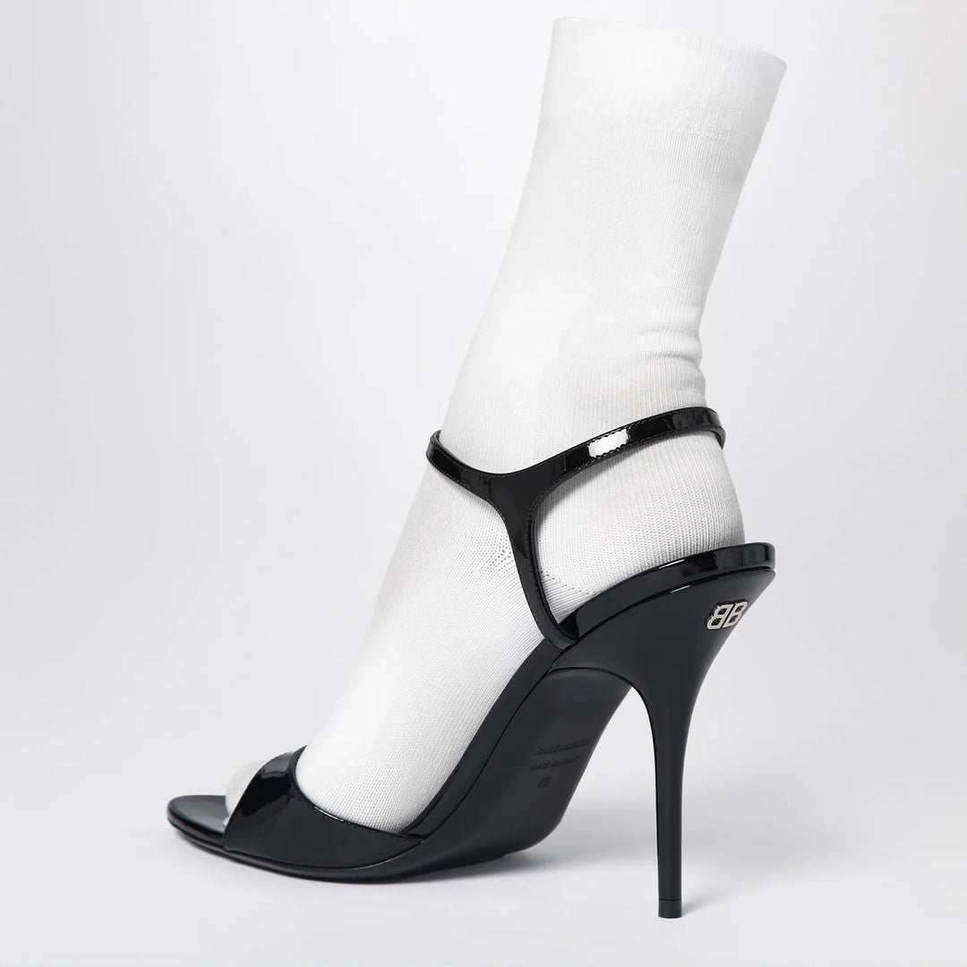 Balenciaga - Avenue Sock black sandal in patent leather and mesh